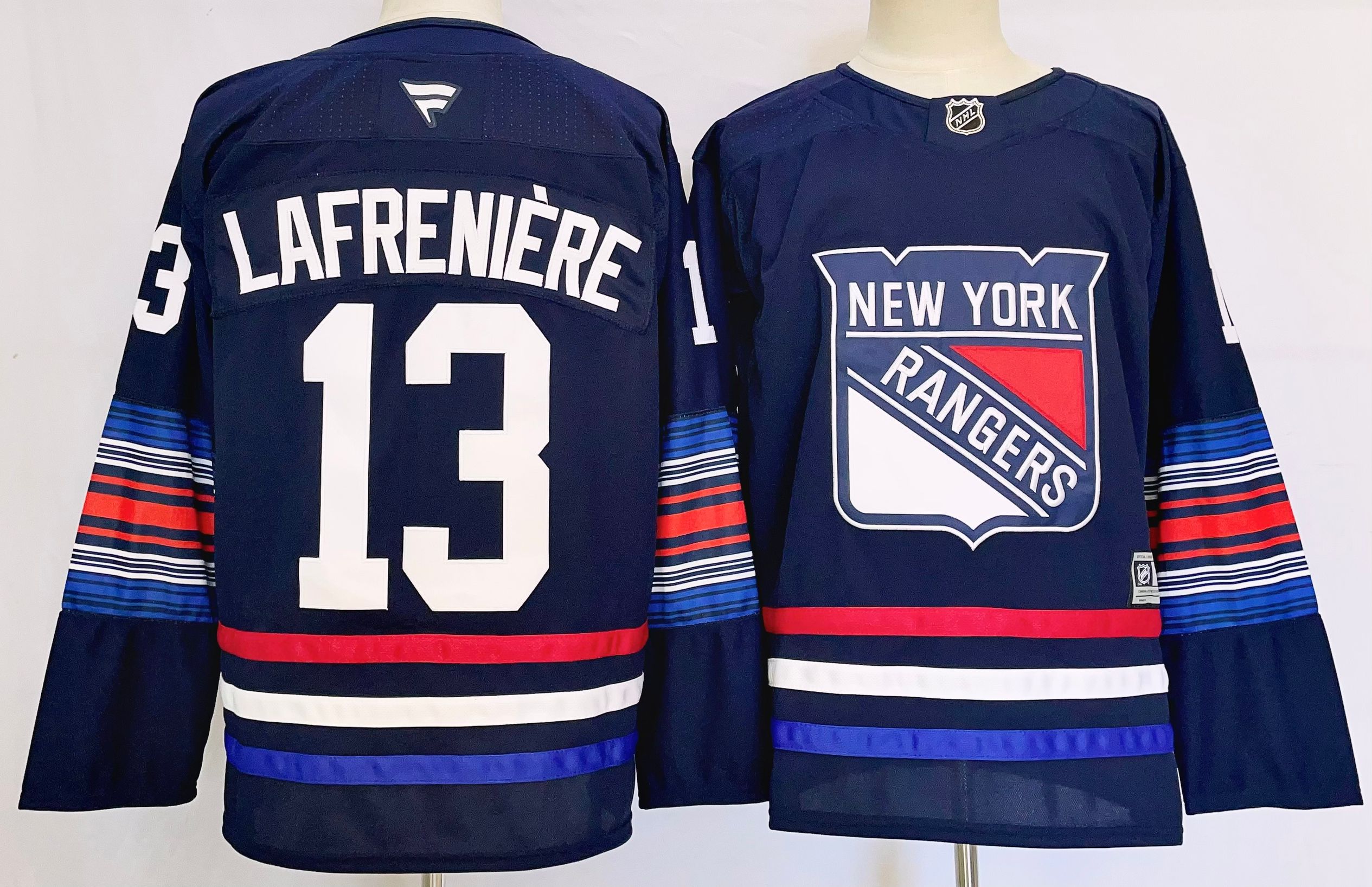 Men New York Rangers 13 Lafreniere Drak Blue 2025 Home Premier Player NHL Jersey